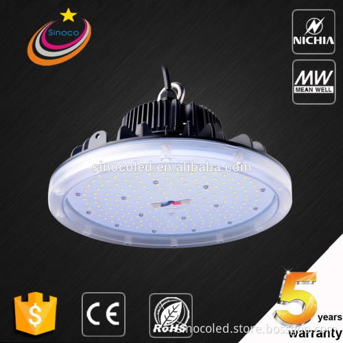 CE RoHS certified Nichia chip Meanwell driver led high bay light ufo